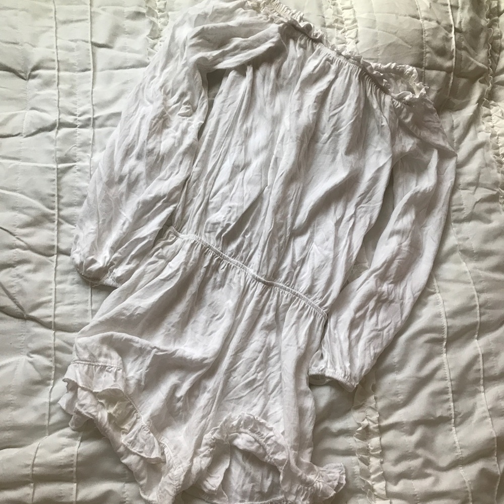 White ruffled romper